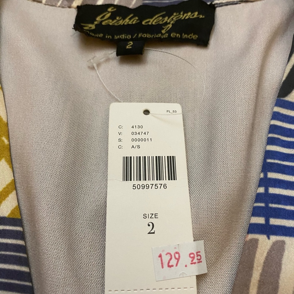 Anthropologie Multicolor Patchwork V-Neck Midi Dress. Geisha Design. NWT - Picture 6 of 10